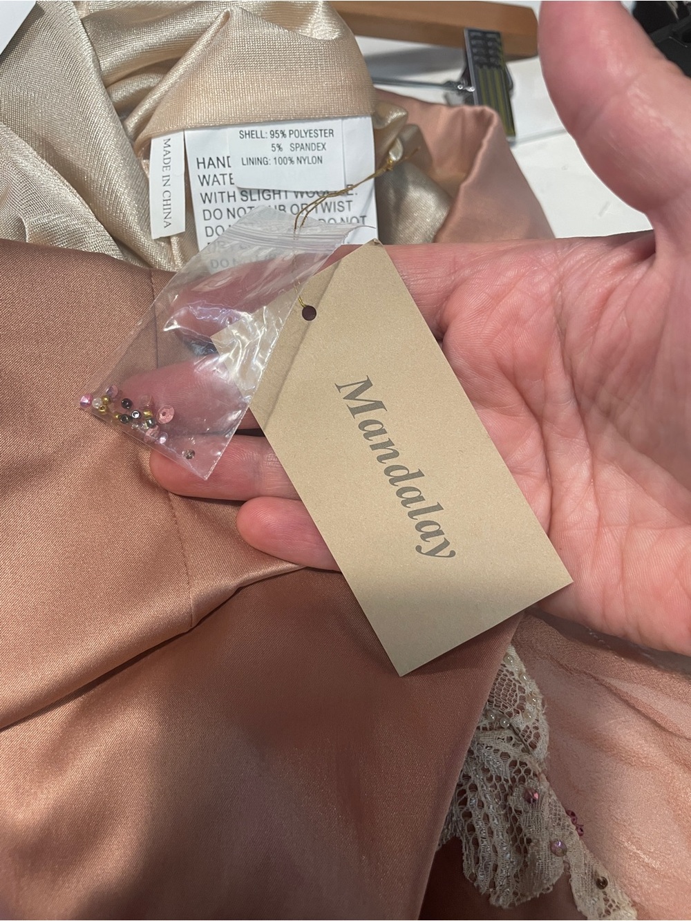 Mandalay Dusty Rose Embroidered Satin Skirt - Picture 7 of 7